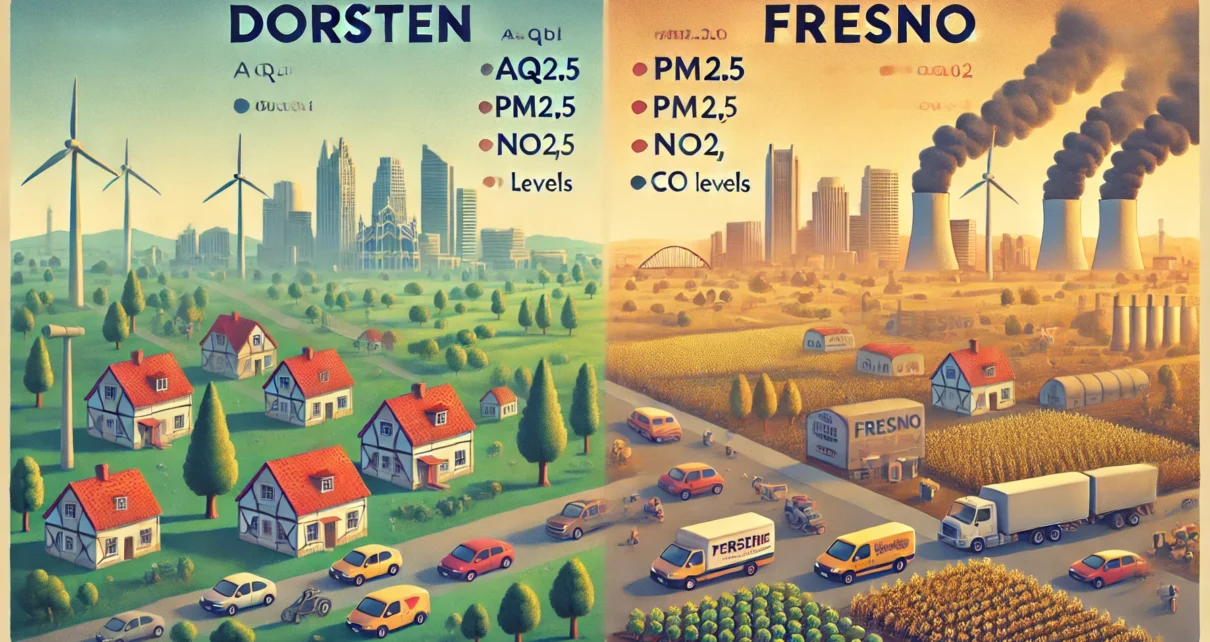 dorsten vs fresno pollution comparison chart